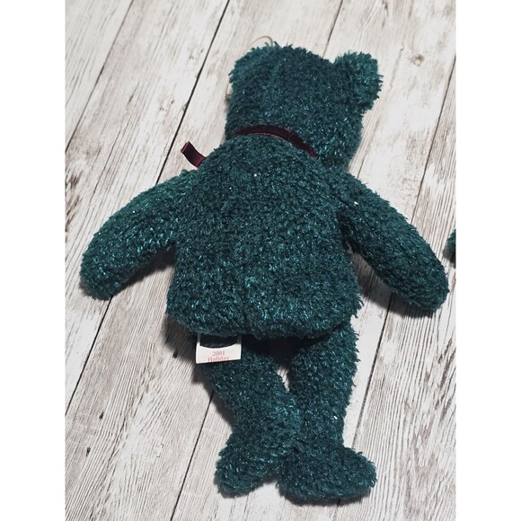 2001 Ty Beanie Babies Holiday Bear Stuffed Animals Green Plushies Lot of 3 - Picture 2 of 10